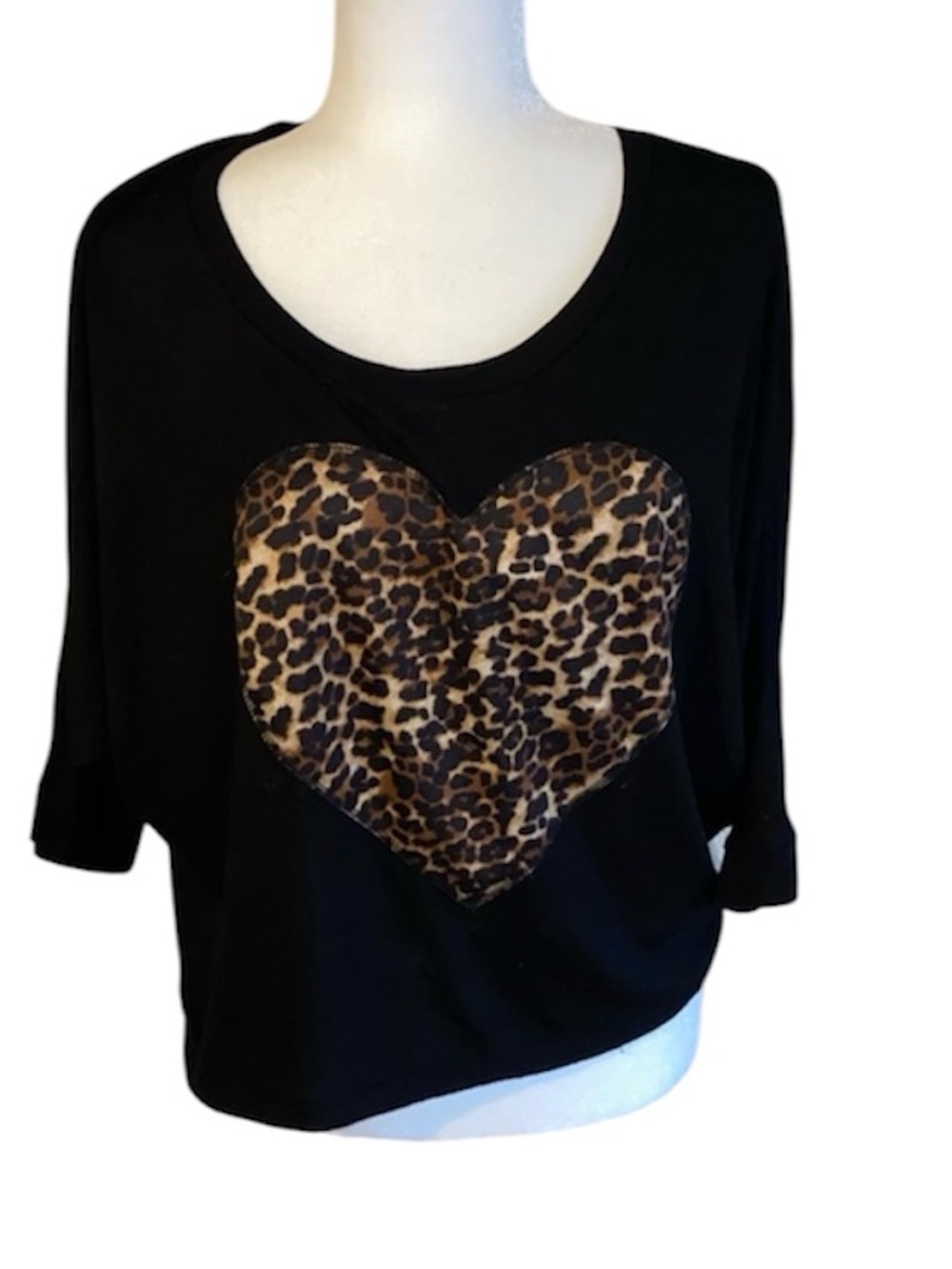 Forever 21 Black Cheetah Heart Sweatshirt